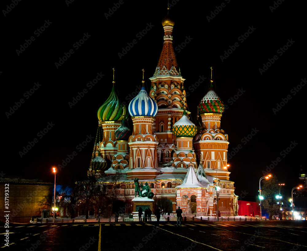 Night view of St. Basil Cathedral at Moscow Night view of St. Basil Cathedral at Moscow