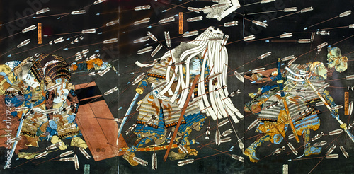 Samurai battle on Japanese Traditional paintings