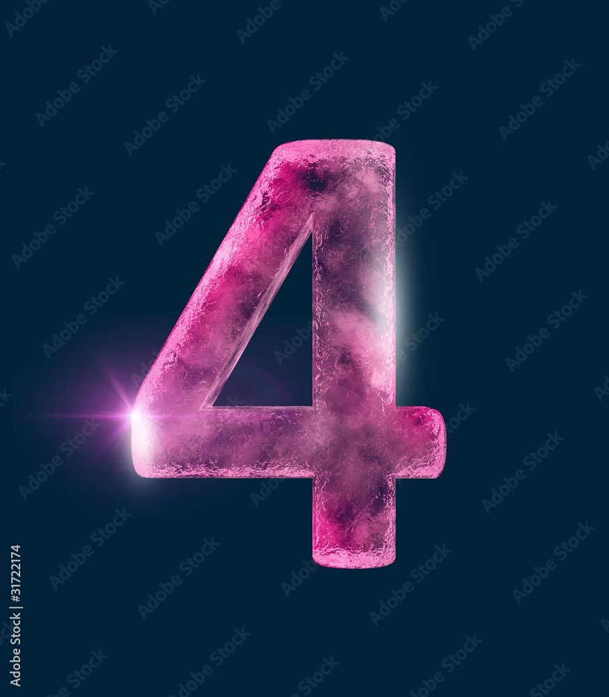 Ici red alphabet the number 4