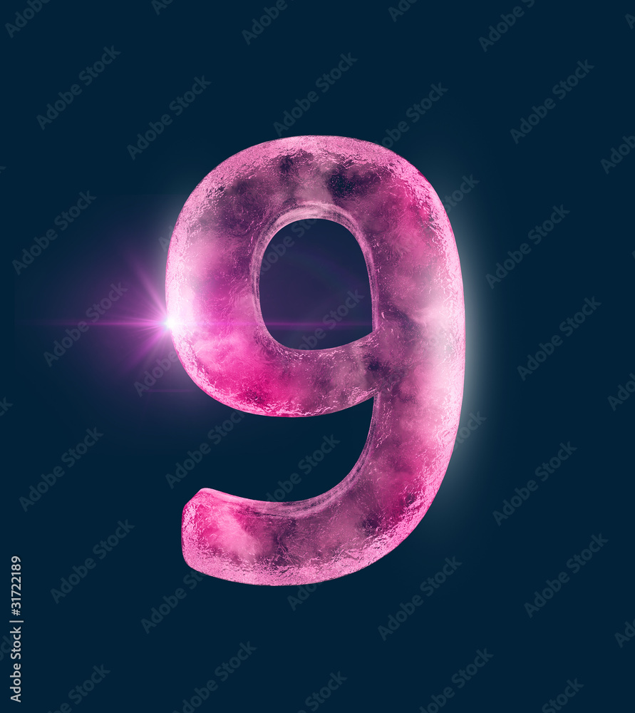 Ici red alphabet the number 9 Ici red alphabet the number 9