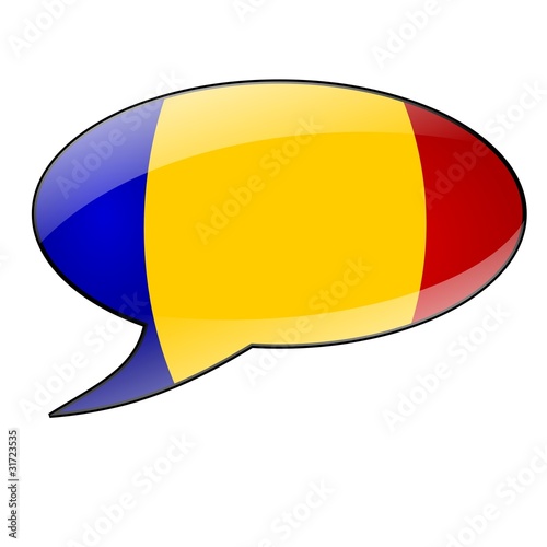 Speech bubble with the flag of Romania