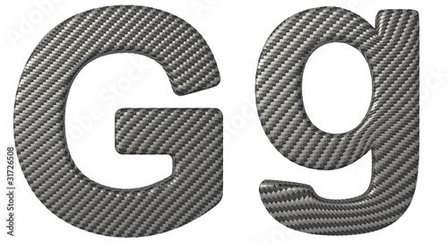 Carbon fiber font G lowercase and capital letters