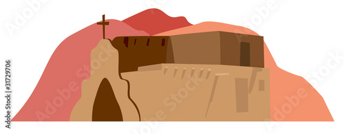 Adobe Buildings and Church