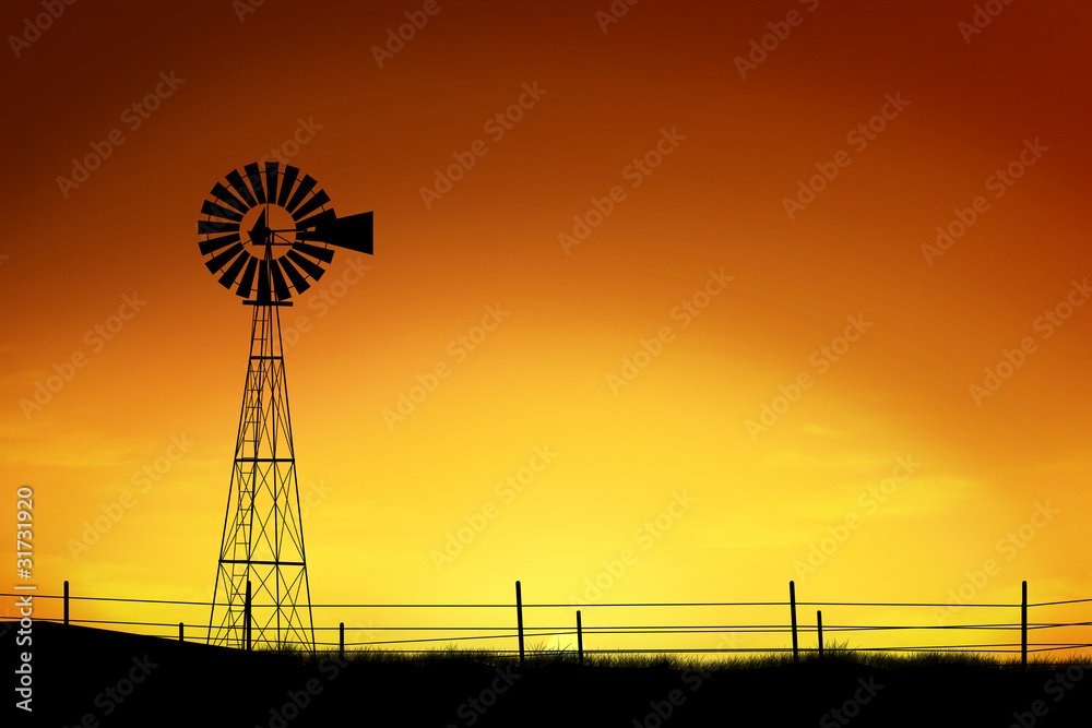 Windmill at sunset Windmill at sunset