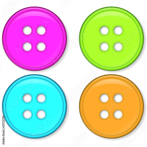 set of glossy pink green blue and orange buttons
