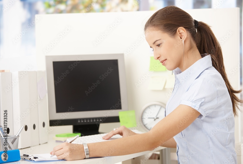 Office girl working