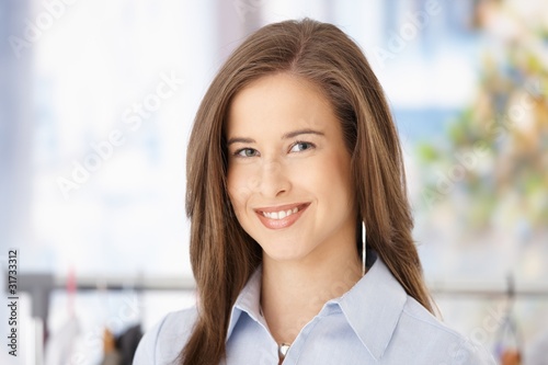 Closeup portrait of smiling woman