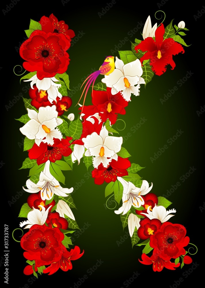 letter for signs with flowers and bird letter for signs with flowers and bird