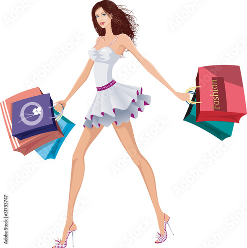 Chic lady with shopping bags