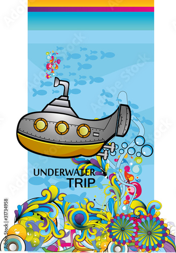 composicion de un submarino en vector