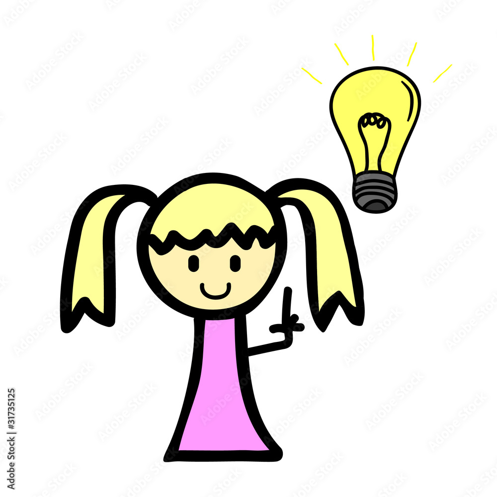 Girl with light bulb
