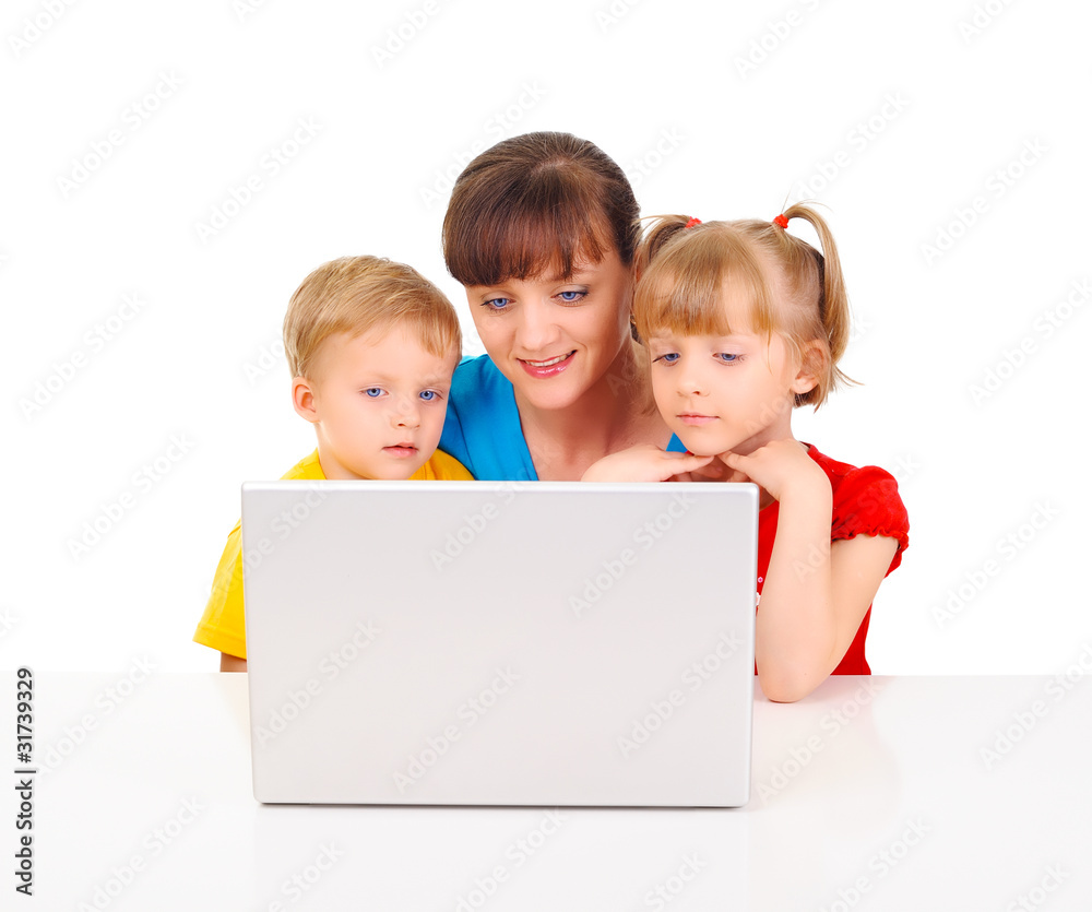 Young pretty woman is playing with her children Young pretty woman is playing with her children