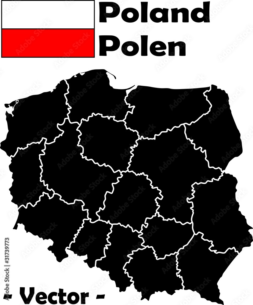 Polen mit Provinzgrenzen - Vektor - obrazy, fototapety, plakaty 