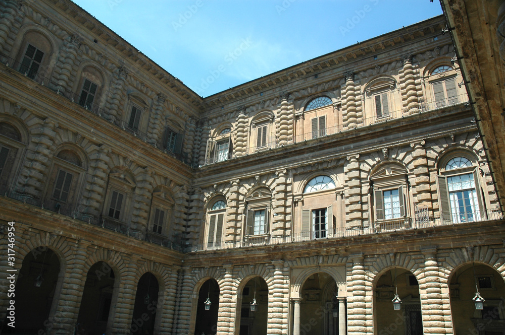 Courtyard of the Pitti Palace in Florence Tuscany Italy