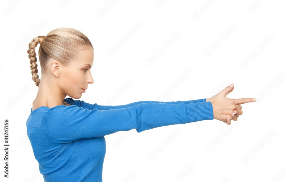 businesswoman pointing her finger businesswoman pointing her finger