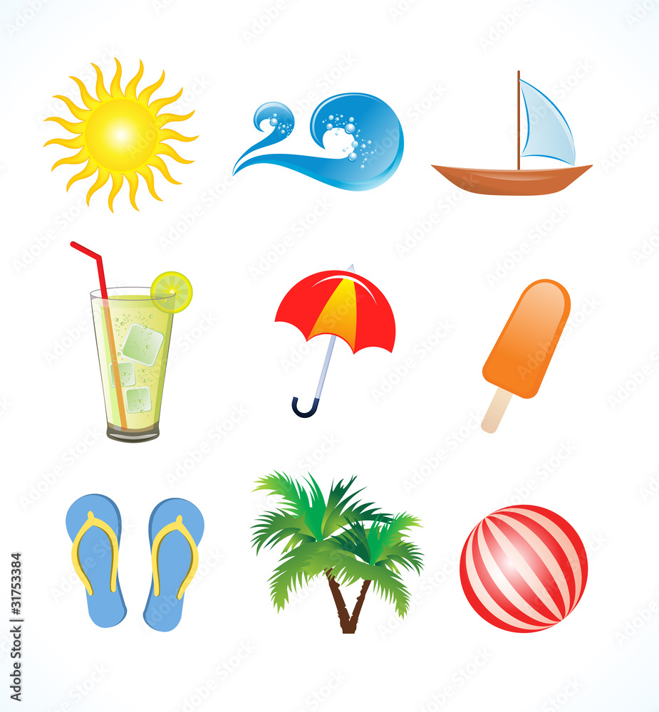 abstract summer icon set abstract summer icon set
