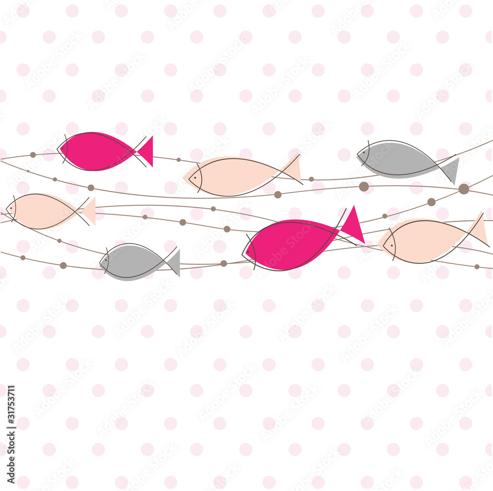 Template with fish. Vector Illustration