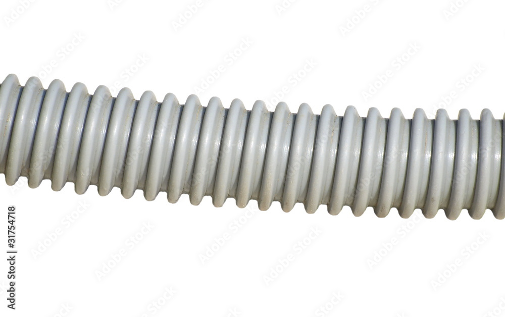 old gray plastic pipe isolated on white background old gray plastic pipe isolated on white background