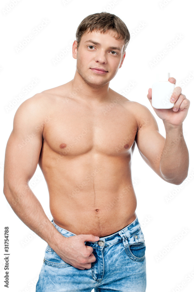 Man offer cream lotion Man offer cream lotion