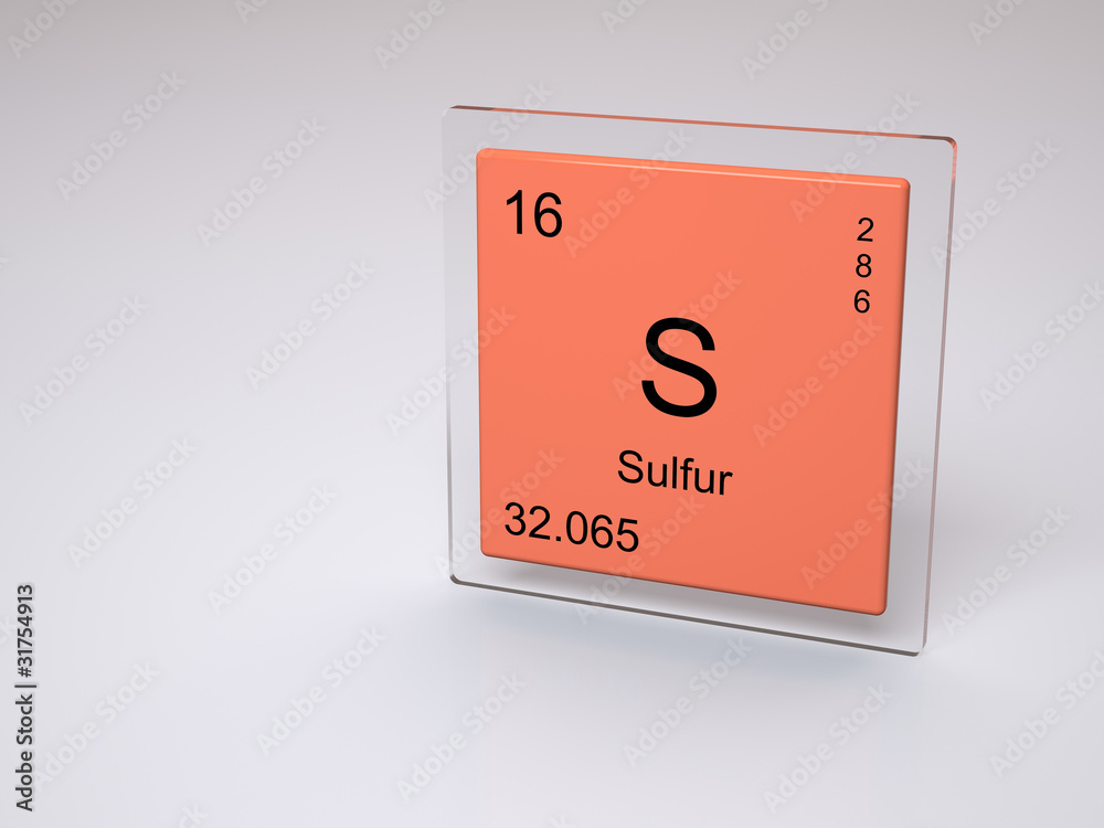 Sulfur - symbol S - chemical element of the periodic table Sulfur - symbol S - chemical element of the periodic table