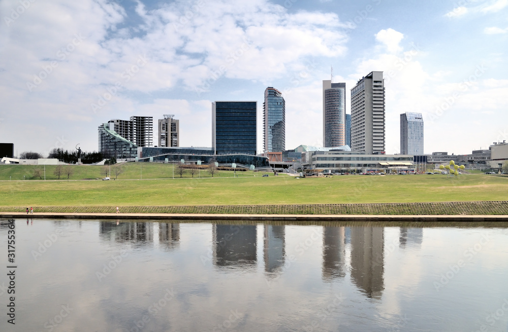 Panorama the business district in Vilnius.