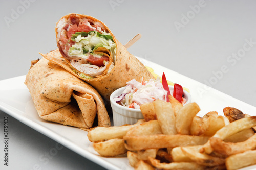 Chicken Wrap and french fries