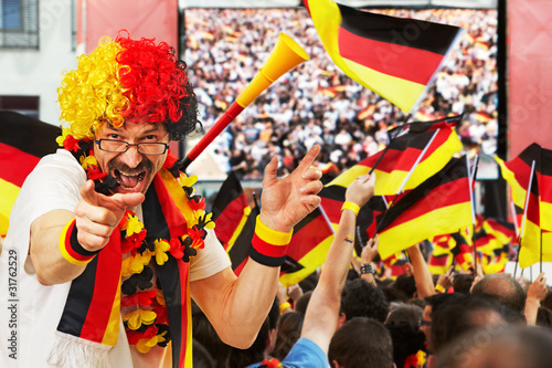 german soccer fan at open air live broadcast