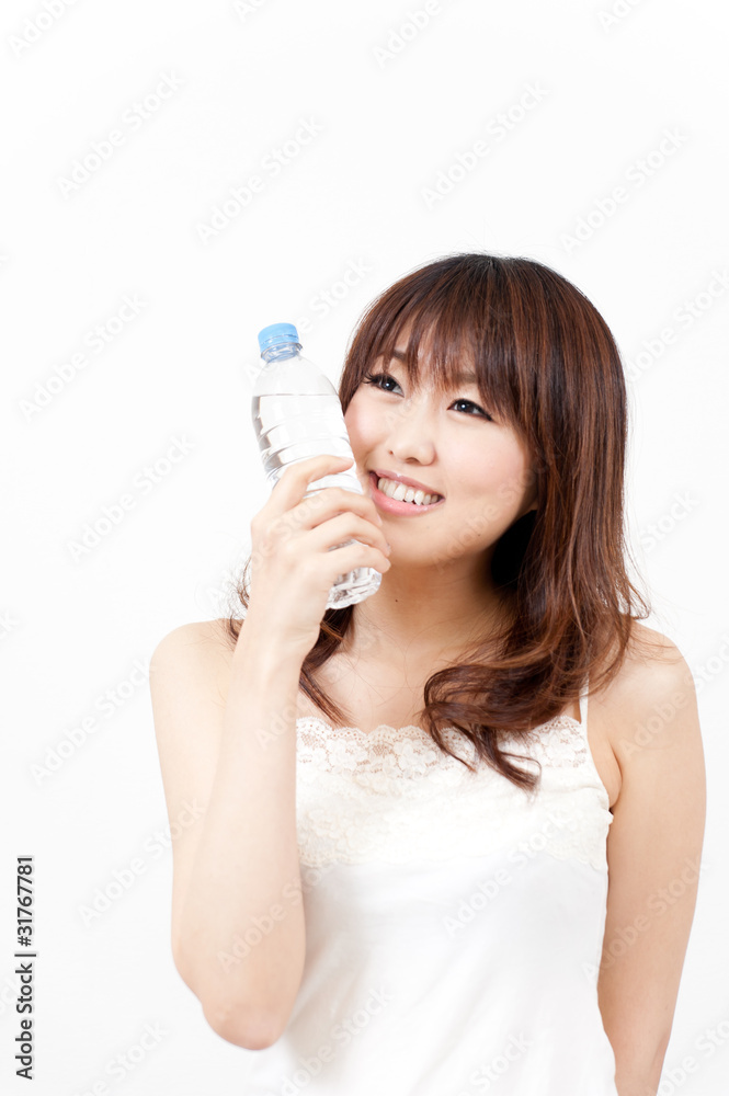 beautiful asian woman with pure drinking water beautiful asian woman with pure drinking water