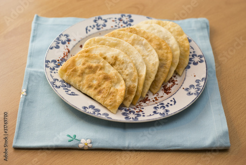 The Tatar meal, pies fried with forcemeat. photo