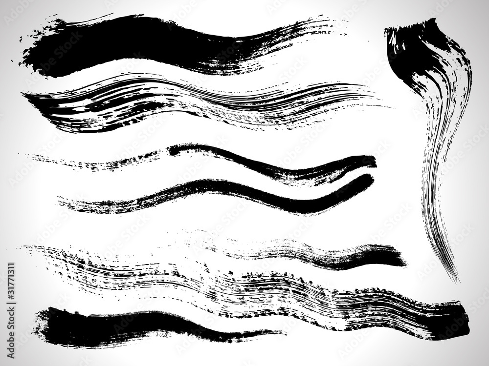 Naklejka premium vector ink brush strokes set