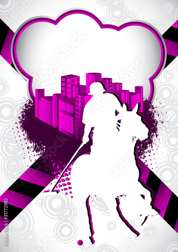 Abstract summer background with polo player silhouette