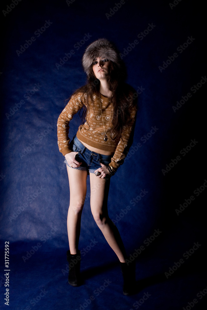 The beautiful mystical women in fur-cap The beautiful mystical women in fur-cap