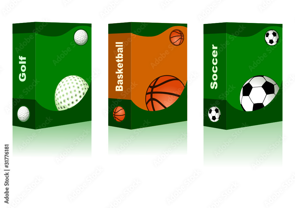 Obraz Sport box - Golf, Basketball, Soccer Ball