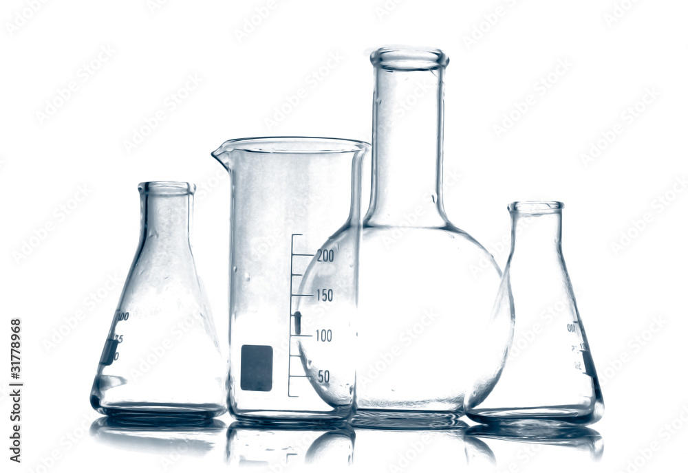 Test-tubes  isolated on white. Laboratory glassware