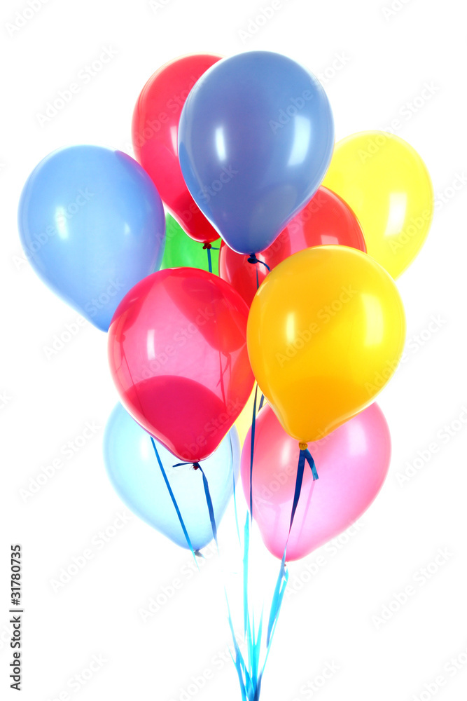 Flying balloons isolated on white Flying balloons isolated on white
