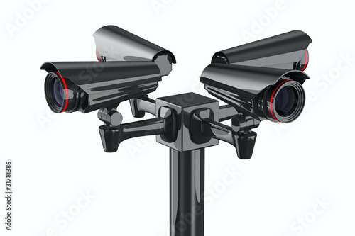 Four security camera on whi...