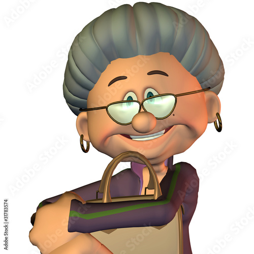Oma mit Tasche