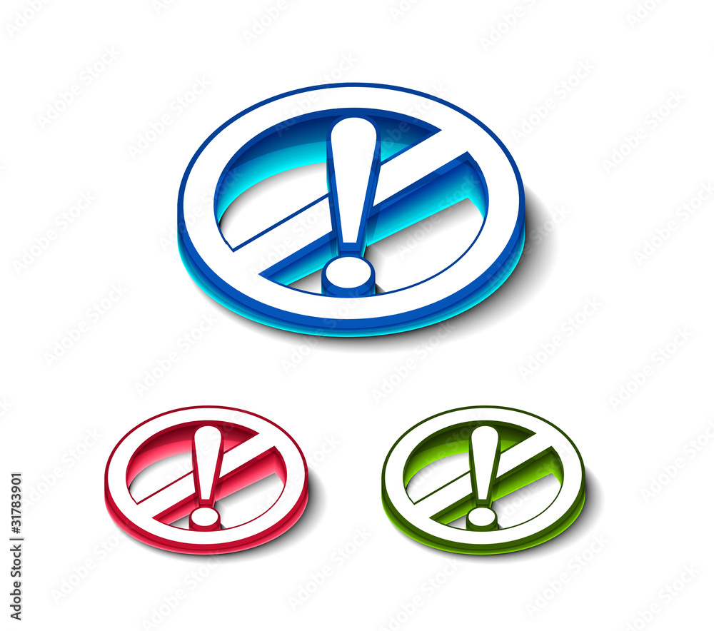 3d glossy attention icon 3d glossy attention icon