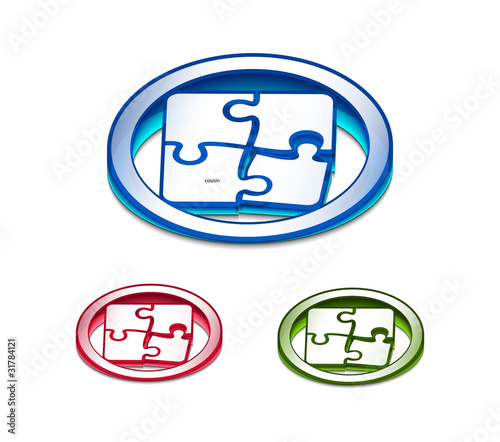 3d glossy puzzle web icon