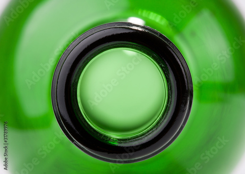 Close-up of green wine bottle