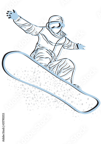blue silhouette of snowboarder