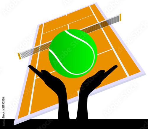 hand and tennis ball illustration