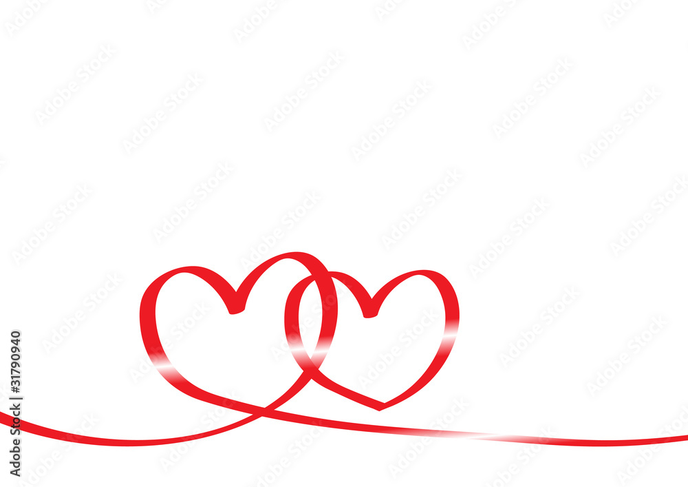 red tape in form of two hearts red tape in form of two hearts