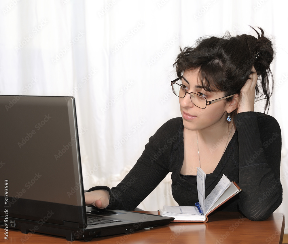 young woman working at home young woman working at home