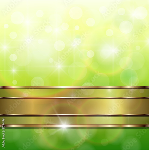 Abstract background green with gold banner.