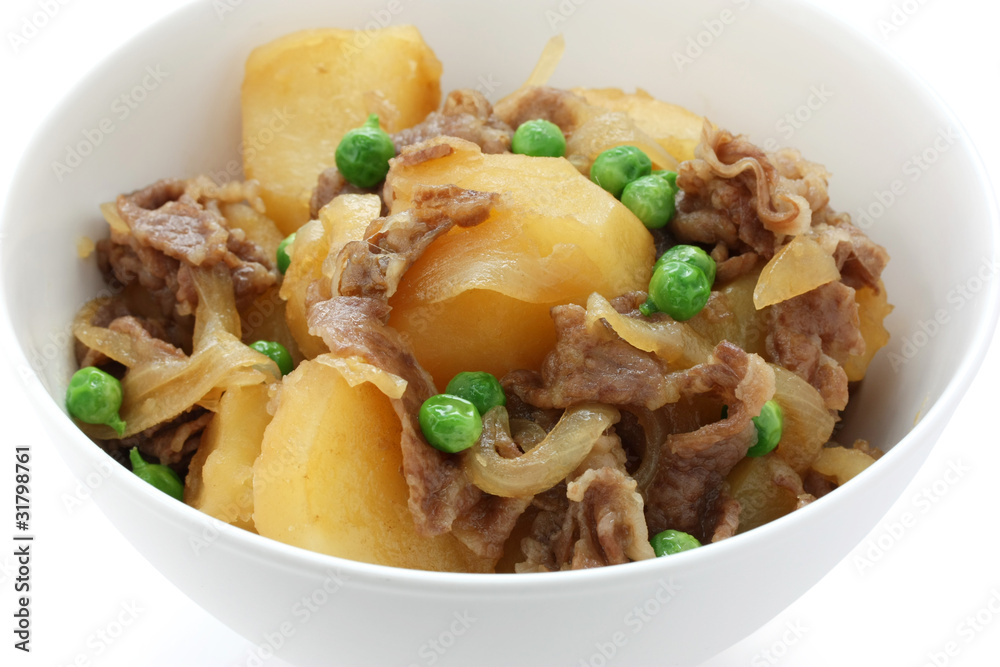 nikujaga , simmered meat and potatoes , japanese food nikujaga , simmered meat and potatoes , japanese food