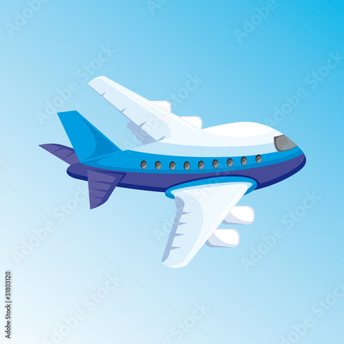 cartoon illustration with airplane