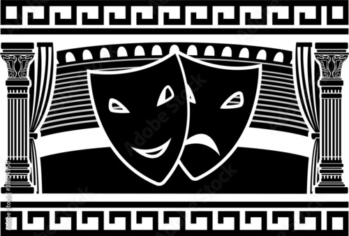 ancient greek theatre. stencil