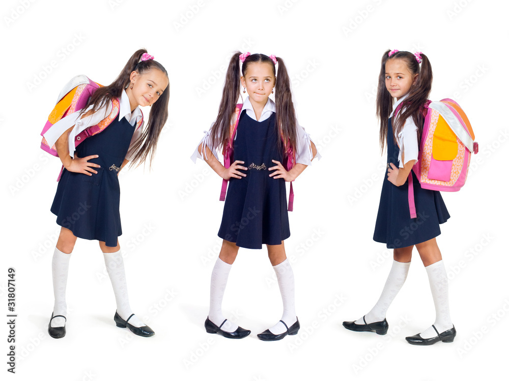 Fototapeta premium The girl with a school bag