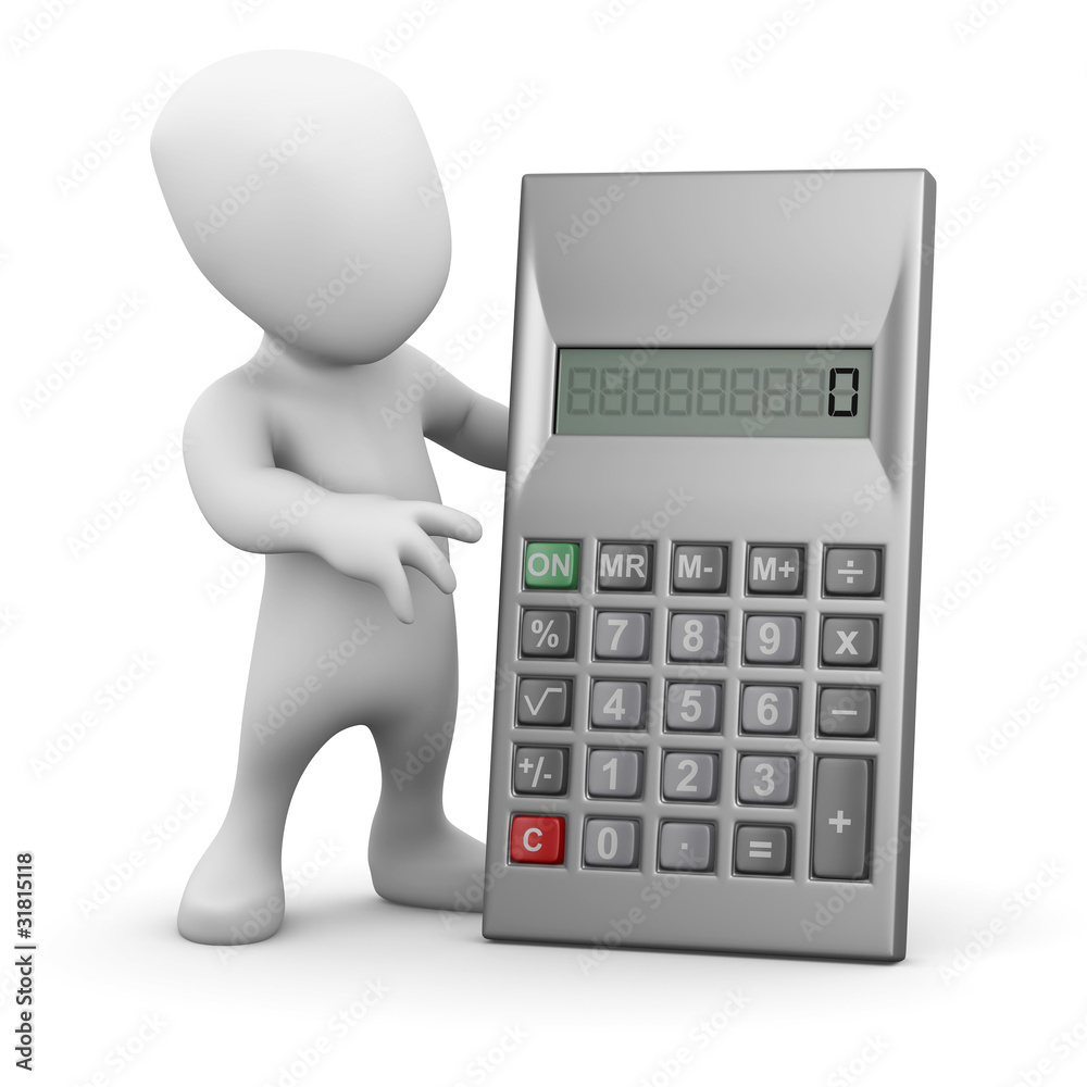3d Little man and calculator 3d Little man and calculator